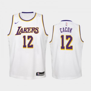 Youth Devontae Cacok #12 Los Angeles Lakers 2019-20 White Association Jersey 748652-968