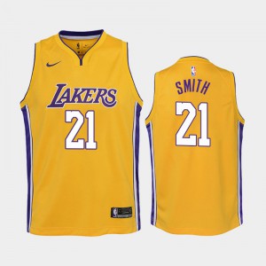 Youth J.R. Smith #21 Gold Icon 2019-20 Los Angeles Lakers Jersey 908549-238