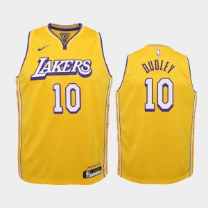 Youth(Kids) Jared Dudley #10 Los Angeles Lakers 2019-20 City Gold Jerseys 716503-511