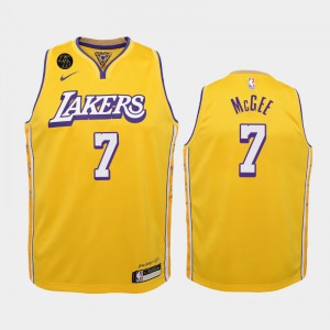 Youth(Kids) JaVale McGee #7 2020 Remember Kobe Bryant Los Angeles Lakers Yellow City Jerseys 254510-304