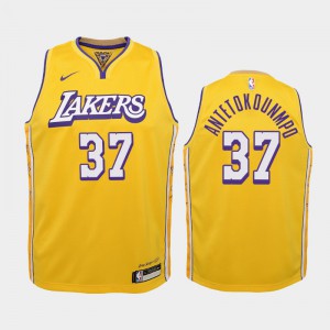 Youth Kostas Antetokounmpo #37 2019-20 City Los Angeles Lakers Gold Jersey 388710-956