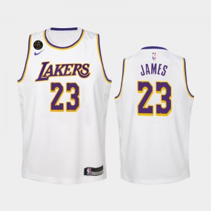 Youth(Kids) LeBron James #23 White Association Los Angeles Lakers 2020 Remember Kobe Bryant Jersey 333905-612