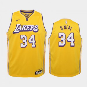 Youth Shaquille O'Neal #34 2019-20 Gold Los Angeles Lakers City Jerseys 709748-147